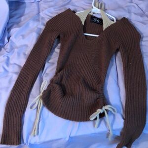 Brown shirt womens long sleeve tight fitted